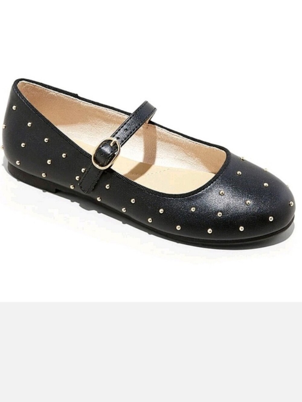 Cat & Jack Kids Jo Slip-on Ballet Flats Size 1 Black w/ Gold Hardware